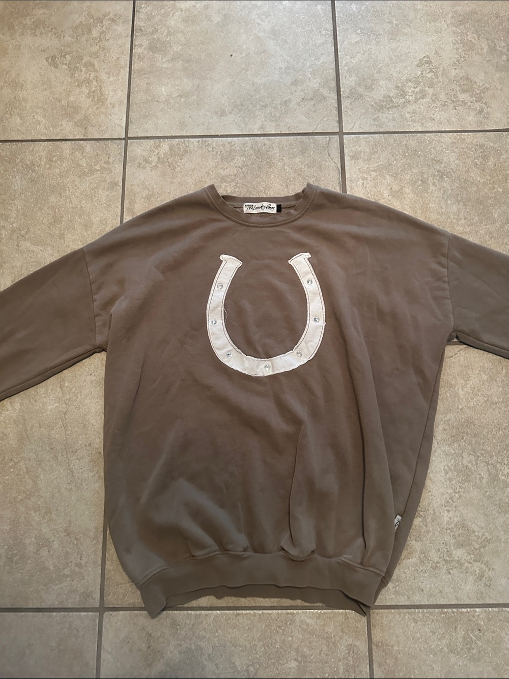 The Laundry Room Brown Crewneck with White Horseshoe